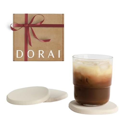 Dorai Home Stone Coaster Set – 4 Absorbent Diatomite Coasters for Instant Drying, Modern Design, Sandstone