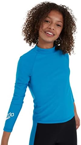 Maglia Rash Speedo Manica Lunga Per Bambine - Protezione Solare, Blu/Rosa, Taglia 2 Anni - Foto 2