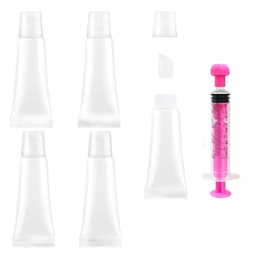 KEAIYYJ- Empty Lip Gloss Tubes Balm Travel Toothpaste Container Refillable Squeeze Bottles 10ml 5-Pack