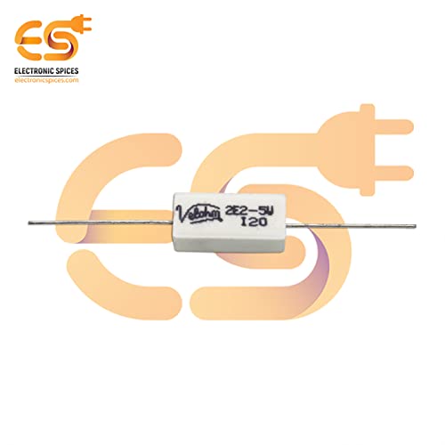 Image of 2.2 Ohm (Ω) 5 Watt Fusible Ceramic Cement Power Resistor Pack of 5pcs
