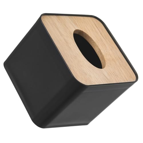 HOLIDYOYO Caja de Pañuelos de Bambú y Negra Dispensador Práctico y Duradero para Oficina Baño y Hogar Diseño Cuadrado con Superficie Lisa y Estilo Sencillo