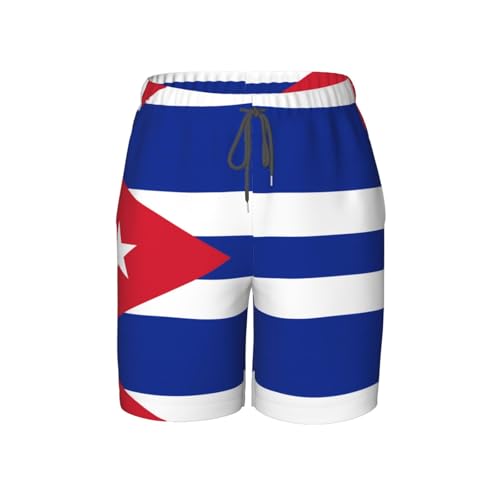 Cuban Flag Youth Beach Pants, Soft and Breathable, with Drawstring Waist, Suitable for Sports and Leisure.
