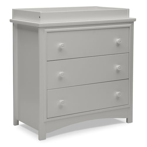 Image of Delta Children Perry 3 Drawer Dresser with Changing Top and Interlocking Drawers, Moonstruck Grey