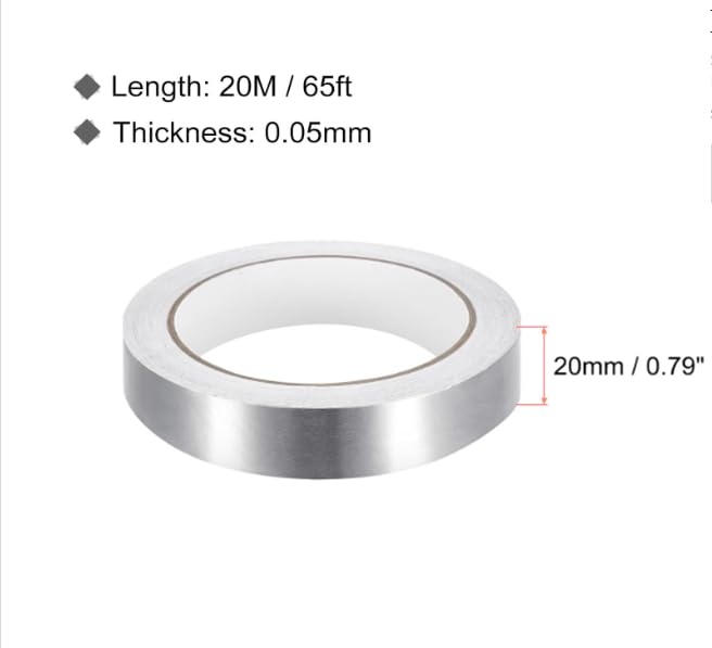 TA-VIGOR 20mm Aluminium Foil Tape Single Sided Conductive, High Temperature HVAC Duct Tape for Sealing & Patching, Conductive - Image 2