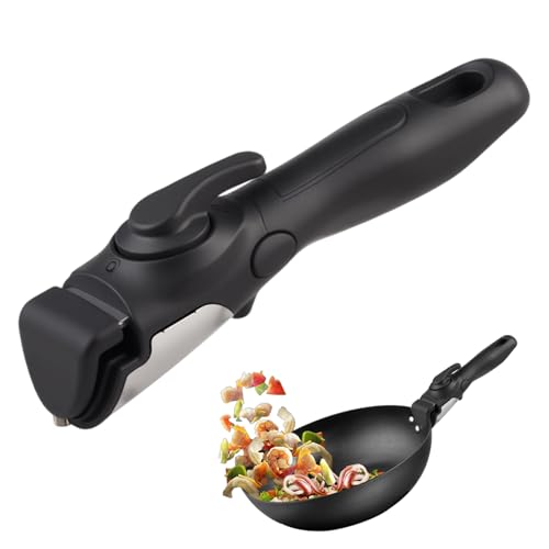 LEVMEK Poignée Amovible Universelle avec Verrouillage et Surface Dentée Poignée Détachable pour Casseroles, Résistante à la Chaleur Compatible avec la...