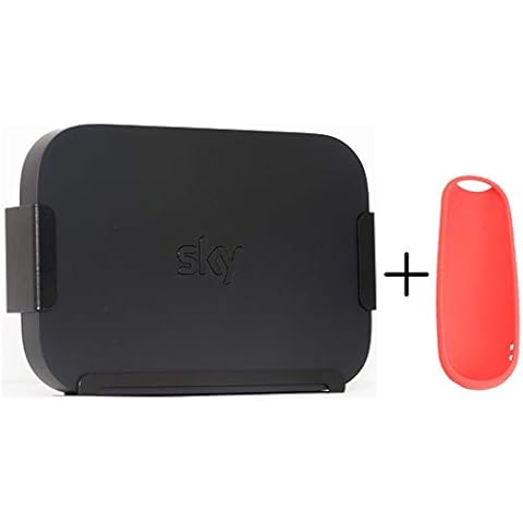 Sky Q Mini Box Wall Bracket Mount & Sky Q Remote Control Protective Cover Skin Case Package (Wall Bracket & red Sky Q Remote Cover Case Skin) Cover