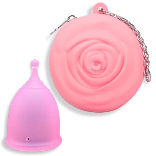 Adorable Pink Peri - Menstrual Cup with Storage Bag for Travel (L, Clear Pink)