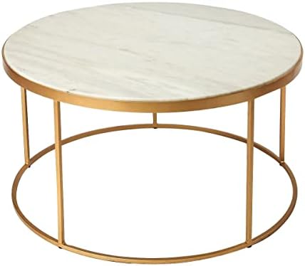 Butler Specialty Company Triton Coffee Table in White Marble and Gold Finish