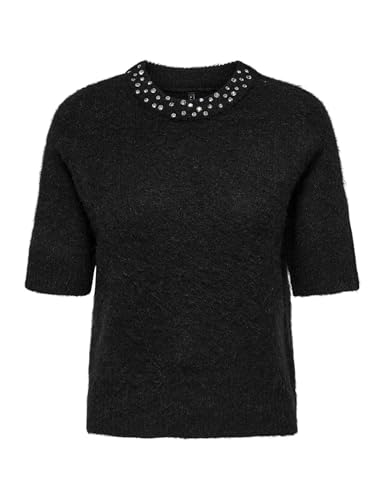 ONLY Onlrina Life SS T-shirt en maille strass col rond chic pour femme