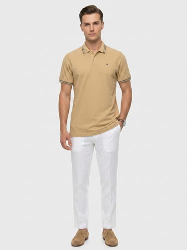 Image of Raymond Men Modern Fit Solid Pattern Pure Cotton Polo Neck Half Sleeve Casual T-Shirt