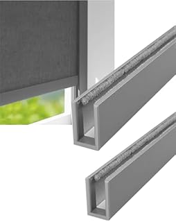 2 Pack U Channel Aluminium Alloy Light Blocking Strips for Roller Blinds, Window Shades, Black Side Rail Tracks, 200cm, Perfect for Bedroom Light Gap Coverage