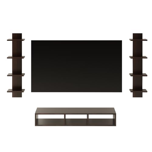 Image of FURNEASER Kyora Wall Mounted TV Unit for Living Room | TV Entertainment Center for TVs 32 to 55 Inch | Floating TV Stand with Storage Shelves & Set Top Box Rack | Wall Shelf for Living Room (Wenge)