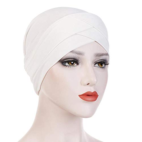 Turbans pour femmes extensible front croix chapeau doux tête enveloppement chapeaux plissé bonnet casquette perte de cheveux Bandana chapeau bonnet sommeil chapeau Cover