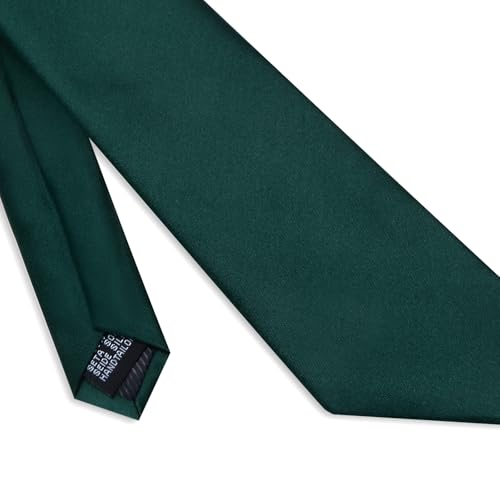 Image of YourTies Skinny Ties for Men Satin 2.4 inch Slim Necktie with Pocket Square Tie Clip Set Solid Color Wedding Party Business