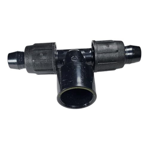 1/2” Easy Loc Tee x 3/4” PVC Slip Adapter – Connect Two 1/2” Drip Lines to 3/4” PVC – Reusable, Leak-Proof Drip Irrigation Fitting – Over Pipe or Into Socket (1)