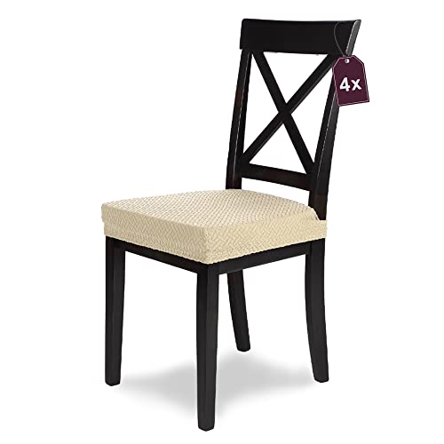 SCHEFFLER-Home 4 Fundas Sillas de Comedor Elásticas Luna – Elegantes Fundas Sillas Ajustables –...