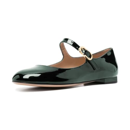 FYS Women Round Toe Mary Janes Cute Slim Strap Ballet Flats Comfy Walking School Office Shoes Size 4-15 US