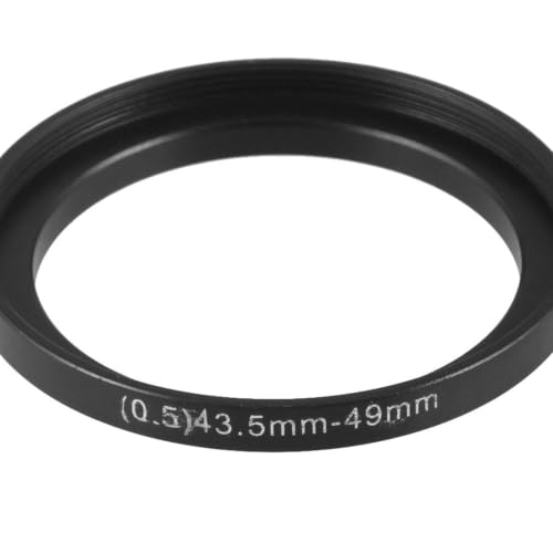 Anillo adaptador de filtro step-up de metal uxcell, de 43.5 mm a 49 mm para lentes de cámara, aluminio anodizado, negro miniatura 5