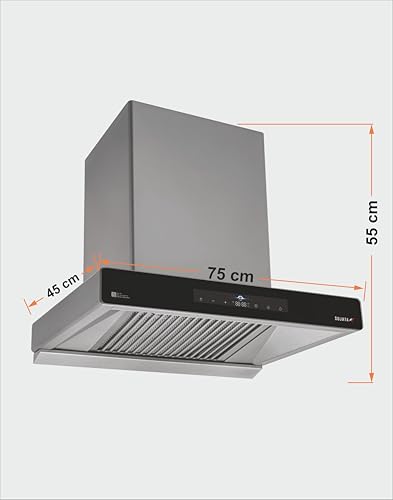 Image of Sujata Zircon Chimney for Kitchen 75cm |Suction Power 1750 m /hr| Kitchen Chimney for Home, Built-In Oil Collector, Auto Clean Feature, Warranty 15 Years BLDC Motor & 5 Years Whole Product (Grey-75cm)