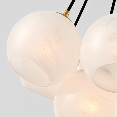 Caiselee 6-Light Brushed Gold Bubble Chandeliers, Mid Century Modern Chandelier with Cloud Texture Globe, Milk Glass Pendant Light Fixture for Dining Room Foyer Entryway Living Room, ETL Certified by Caiselee - Image 4