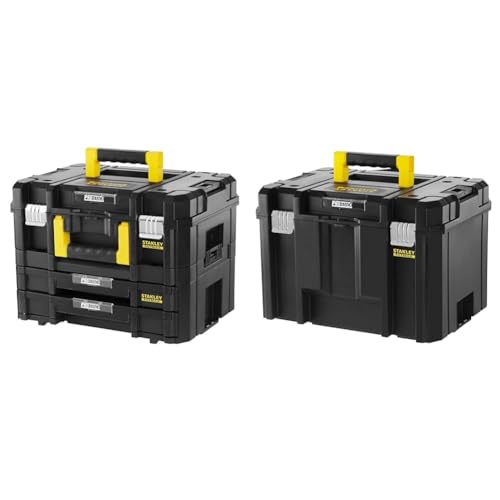 Stanley FatMax Pro-Stack Werkzeugkoffer Combo, FMST1-71981 & Stanley FatMax Werkzeugkoffer / Werkzeugkasten TSTAK VI, 23L Fassungsvermögen, mit Metallschließen und herausnehmbarer Trage, FMST1-71971