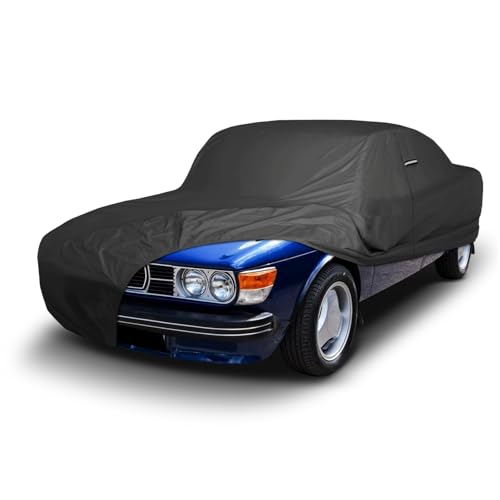 Image of iCarCover Premium Custom Car Cover for 1969-1980 Saab 99 Heavy Duty Waterproof All Weather Rain Snow UV Sun Protector Custom Fit Full Exterior Indoor Outdoor Protection Car Cover (Black)
