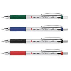FORAY® Advanced Ink Retractable Ballpoint Pens, Needle Point, 0.7 mm, Silver Barrel, Assorted Ink Colors, Pack Of 4