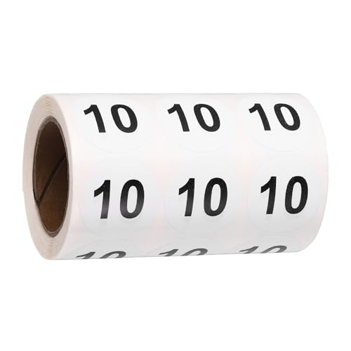 Étiquettes Nombres 10 Haute Adhérence PATIKIL | Stickers Ronds en Vinyle Imperméable Noir