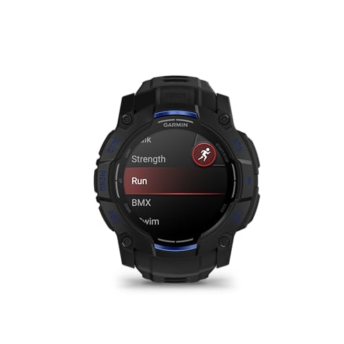 Image of Garmin Instinct 3 - 50 mm, AMOLED Display, Rugged Outdoor GPS Smartwatch, Built-in Flashlight, Supernova Collection Limited Edition Color, with Black /Bolt Blue Silicone Band