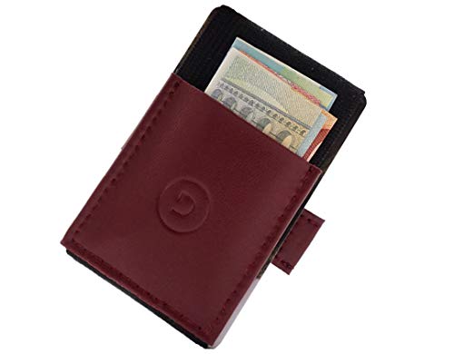 TRAVEL DUDE Mini Kartenetui mit Münzfach & Zugband | Minigeldbeutel für Herren & Damen mit Zuglasche | Minimalistischer Kartenhalter/Portmonnaie für Kreditkarte | Vegan (Weinrot)