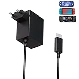 Switch Ladekabel Kompatibel mit Nintendo Switch/Lite/OLED/Deck Dock/Pro Controller Unterstützt TV Modus, 39W Netzteil Typ C Schnelllades Ladegerät mit 1.5M/5FT