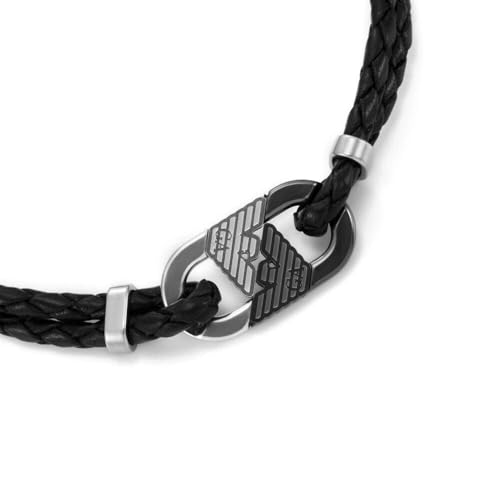 Emporio Armani Herren-Edelstahlarmband mit Karabiner-, Schieber- oder Magnetverschluss, Kohleschwarz – Ansicht 4