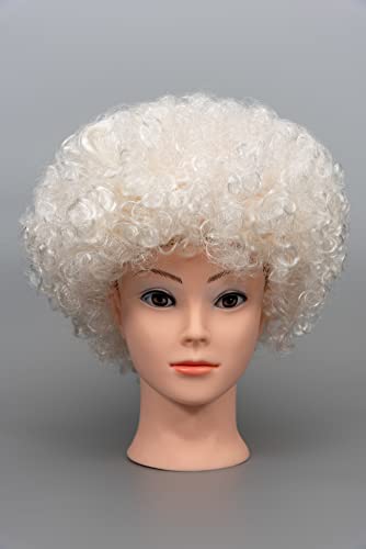 Na White Curly Afro Wig Fancy Dress Party Costume Accessory Disco Clown Unisex 70S #TOP9