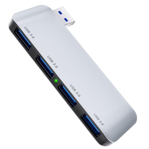 HUB USB 4 Puertos, 4 en 1 Adaptador USB-A 3.0 5Gbps, Multipuerto Ladron de Transferencia de Datos, Carcasa de Aluminio Extensor Plug y Play para Portátil PS5/4 Teclado Mouse Disco Duro PC (Izquierda)