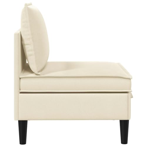 Salón pequeño ordenado gracias al sofá central con espacio de almacenamiento de terciopelo crema 7