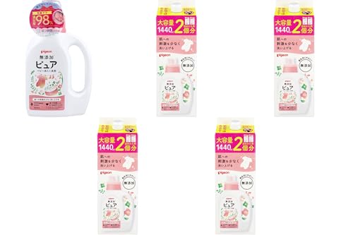 【セット品】ピジョン 無添加ピュア ベビー洗たく洗剤 本体+詰替用 5点セット 赤ちゃん衣類の洗濯に
