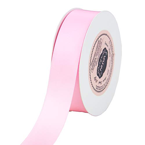image for VATIN 1 inch Double Faced Polyester Satin Ribbon Pearl Pink -Continuou