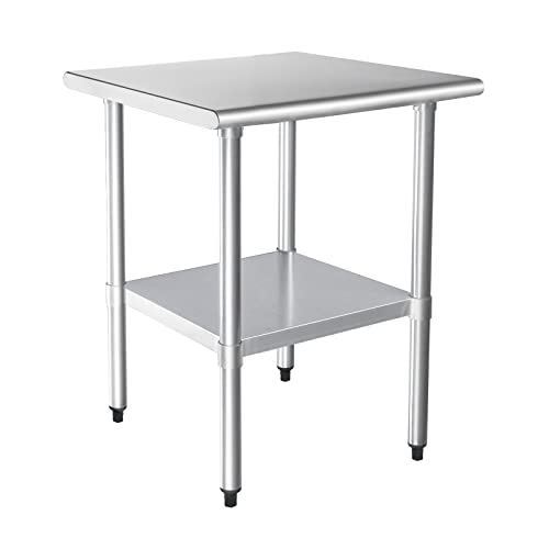 Image of HARDURA Stainless Steel Table with Undershelf and Galvanized Legs NSF Heavy Duty Commercial Prep Work Table for Restaurant Kitchen Home and Hotel