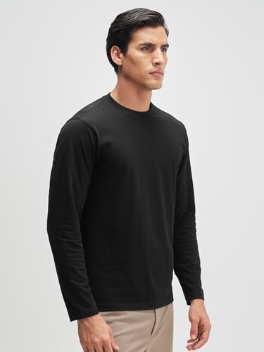 Image of XYXX Men's Solid Cotton T-Shirt | Round Neck Tshirt | Full Sleeves | Solid-Regular Fit Tshirt for Men