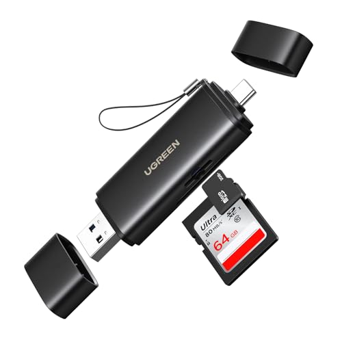 UGREEN SD 4.0 312 MB/s Kartenleser Aluminium USB 3.0 USB C Dual Stecker Kartenlesegerät SD Card Reader Speicherkartenleser SD Karten Adapter Kompatibel mit iPhone 17 Serie/Android/Windows/macOS usw
