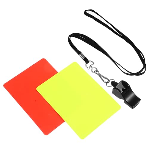 Set portátil de tarjetas y silbato para árbitro rojo miniatura 1