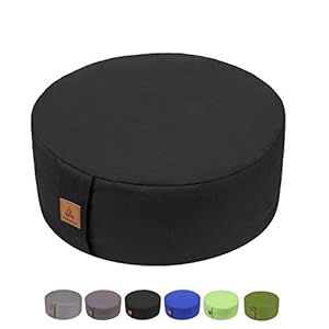 Zafu Buckwheat Meditation Cushion,D=13″/16″ H=5.5″,Round Zabuton Meditation Pillow,Yoga Bolster Kneeling Pillow Premium Yoga Pillow for Sitting on Floor Zippered Cotton Cover