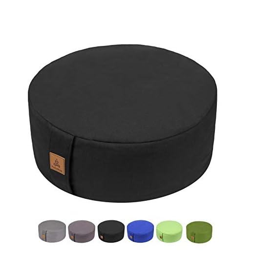 FelizMax Zafu Buckwheat Meditation Cushion,D=33cm/41cm H=14cm,Round Zabuton Meditation Pillow,Yoga Bolster Kneeling Pillow Premium Yoga Pillow Sitting on Floor Zippered Cotton Cover-33cm, Black