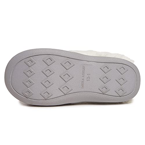 Laura Ashley Girl's Close Stitch Knit Clog Slippers With Pom Poms, Grey, Small 11-12 #TOP3