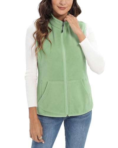 Gilet en polaire femme avec poches zippées veste chaude sans manches M