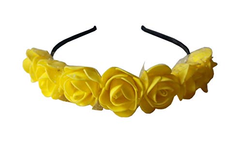 PEACHES & PINKFlower Headband Hairband for Girls (Pack of 2) (Yellow)
