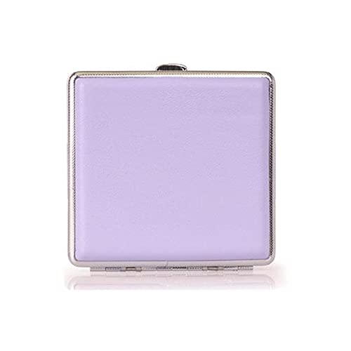 Elégant Boîte Étui à Cigarettes Métallique Cuir, Boîte à Cigarette Métal Etui 20 Cigarettes Métallique Cuir Rangement de Cigarettes Porte-Cigarettes Femmes (Mauve) Cover