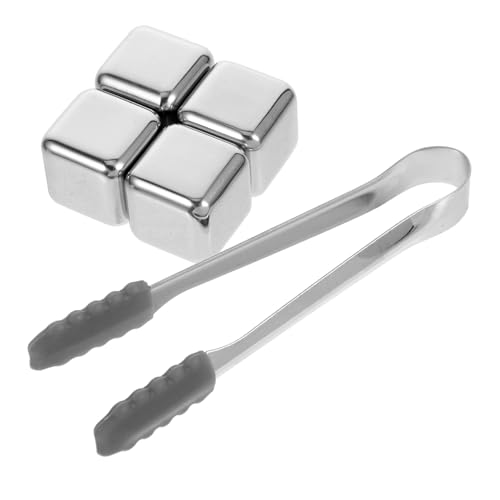 Ciieeo 1 Juego Juego De Chaqueta De Pellets De Hielo De Metal Hielo Reutilizable Piedras Refrigerantes para Bebidas Rocas Escalofriantes De Inoxidables Acero Inoxidable Plata