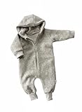 SOANZA Walkoverall Wollwalk Overall Baby - aus Schurwolle komplett gefüttert mit Reißverschluss und Kapuze Herbst Winter Anzug Baby Kleinkind (DE/NL/SE/PL, Numerisch, 62, 68, beige)
