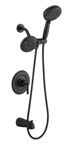 Replacement for Moen Shower Faucet Trim Kit High Pressure Dual Shower Combo Shower Handle& Tub Spout (Valve& Catridge Not Inclued) Matte Black